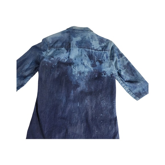 Calvin Klein Jeans Denim Shirt Dress Tie Dye Blue XS Button Front Midi‎ - Picture 11 of 11